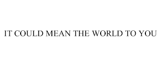 IT COULD MEAN THE WORLD TO YOU
