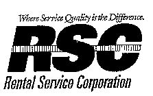 WHERE SERVICE QUALITY IS THE DIFFERENCE. RSC RENTAL SERVICE CORPORATION