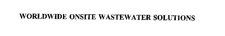 WORLDWIDE ONSITE WASTEWATER SOLUTIONS