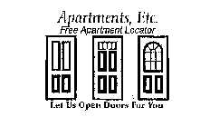 APARTMENTS, ETC.  FREE APARTMENT LOCATOR LET US OPEN DOORS FOR YOU