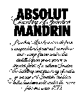 ABSOLUT MANDRIN COUNTRY OF SWEDEN