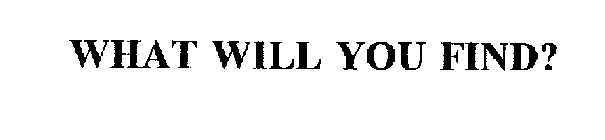 WHAT WILL YOU FIND?