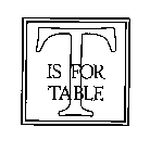 T IS FOR TABLE