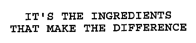 IT'S THE INGREDIENTS THAT MAKE THE DIFFERENCE