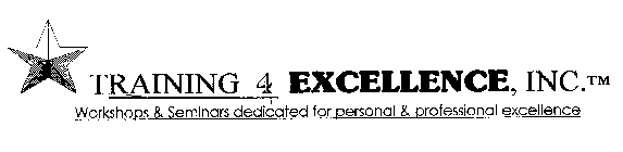 TRAINING 4 EXCELLENCE, INC. WORKSHOPS &SEMINARS DEDICATED FOR PERSONAL & PROFESSIONAL EXCELLENCE