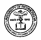 :UNIVERSITY OF RICHMOND, VA: VERBUM VITAE ET LUMEN SCIENTIAE MAR.4 1840