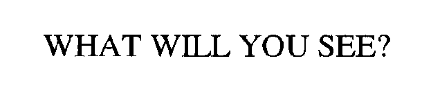 WHAT WILL YOU SEE?