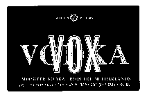 VOX VODKA DISTILLED V FIVE TIMES IMPORTED VODKA FROM THE NETHERLANDS DISTILLED FROM GRAIN-40% ALCOHOL BY VOLUME (80 PROOF)-750 ML