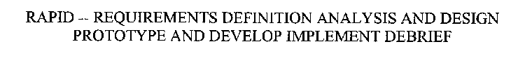 RAPID -- REQUIREMENTS DEFINITION ANALYSIS AND DESIGN PROTOTYPE AND DEVELOP IMPLEMENT DEBRIEF