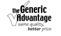 THE GENERIC ADVANTAGE SAME QUALITY, BETTER PRICE