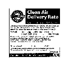 AHAM CERTIFIED RATING CERTIFIED CLEAN AIR DELIVERY RATE FROM AIR CLEANER TO AIR CLEANER, COMPARE THE CADR NUMBERS. FIRST, LOOK AT THE SUGGESTED ROOM SIZE. THEN REFER TO THE TOBACCO SMOKE, DUST AND POL