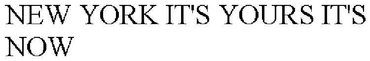 NEW YORK IT'S YOURS IT'S NOW