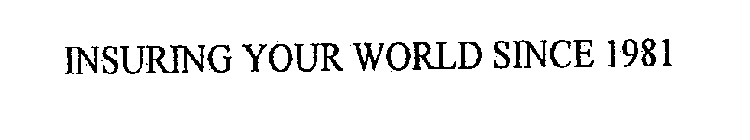 INSURING YOUR WORLD SINCE 1981