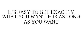 IT'S EASY TO GET EXACTLY WHAT YOU WANT, FOR AS LONG AS YOU WANT