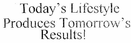 TODAY'S LIFESTYLE PRODUCES TOMORROW'S RESULTS!