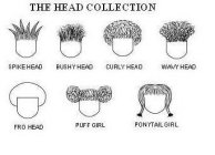 THE HEAD COLLECTION SPIKE HEAD BUSHY HEAD CURLY HEAD WAVY HEAD FRO HEAD PUFF GIRL PONYTAIL GIRL