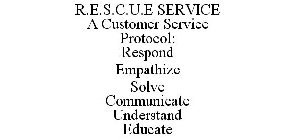 R.E.S.C.U.E SERVICE A CUSTOMER SERVICE PROTOCOL: RESPOND EMPATHIZE SOLVE COMMUNICATE UNDERSTAND EDUCATE