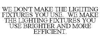 WE DON'T MAKE THE LIGHTING FIXTURES YOU USE. WE MAKE THE LIGHTING FIXTURES YOU USE BRIGHTER AND MORE EFFICIENT.