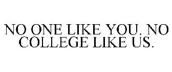 NO ONE LIKE YOU. NO COLLEGE LIKE US.