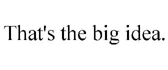 THAT'S THE BIG IDEA.