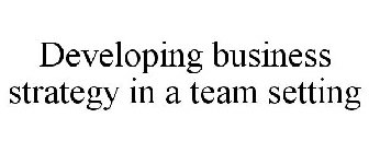 DEVELOPING BUSINESS STRATEGY IN A TEAM SETTING