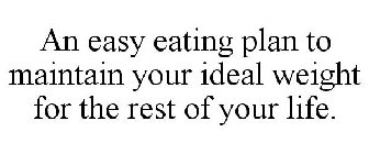 AN EASY EATING PLAN TO MAINTAIN YOUR IDEAL WEIGHT FOR THE REST OF YOUR LIFE.