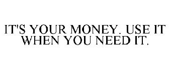IT'S YOUR MONEY. USE IT WHEN YOU NEED IT.