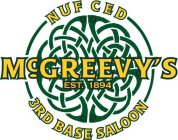 NUF CED MCGREEVY'S EST. 1894 3RD BASE SALOON