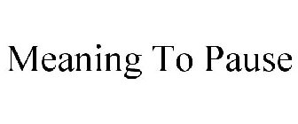 MEANING TO PAUSE