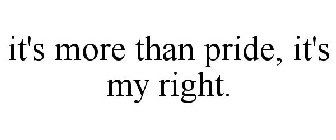 IT'S MORE THAN PRIDE, IT'S MY RIGHT.