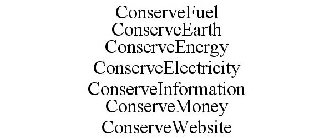 CONSERVEFUEL CONSERVEEARTH CONSERVEENERGY CONSERVEELECTRICITY CONSERVEINFORMATION CONSERVEMONEY CONSERVEWEBSITE