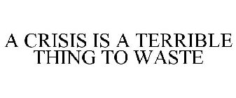 A CRISIS IS A TERRIBLE THING TO WASTE