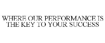 WHERE OUR PERFORMANCE IS THE KEY TO YOUR SUCCESS