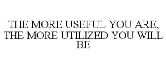 THE MORE USEFUL YOU ARE, THE MORE UTILIZED YOU WILL BE