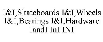 I&I,SKATEBOARDS I&I,WHEELS I&I,BEARINGSI&I,HARDWARE IANDI INI INI