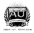 AU ADVERSITY UNIVERSITY KNOW PAIN, KNOW GAIN