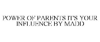 POWER OF PARENTS IT'S YOUR INFLUENCE BY MADD