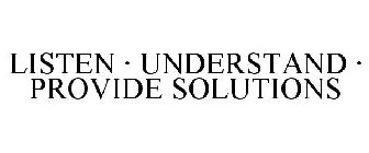 LISTEN · UNDERSTAND · PROVIDE SOLUTIONS