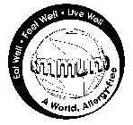 IMMUNO EAT WELL · FEEL WELL · LIVE WELL A WORLD, ALLERGY-FREE