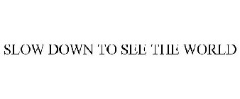 SLOW DOWN TO SEE THE WORLD