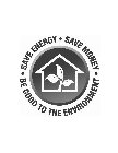 SAVE ENERGY SAVE MONEY BE GOOD TO THE ENVIRONMENT