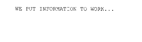 WE PUT INFORMATION TO WORK...