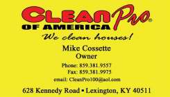 CLEAN PRO OF AMERICA WE CLEAN HOUSES!