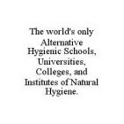 THE WORLD'S ONLY ALTERNATIVE HYGIENIC SCHOOLS, UNIVERSITIES, COLLEGES, AND INSTITUTES OF NATURAL HYGIENE.