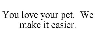YOU LOVE YOUR PET. WE MAKE IT EASIER.