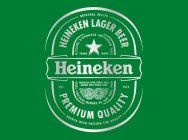 HEINEKEN EST. 1873 ORIGINAL RECIPE BREWED WITH PASSION FOR QUALITY HEINEKEN LAGER BEER PREMIUM QUALITY DIPLOME D'HONNEUR AMSTERDAM 1883 TRADE MARK HORS CONCOURS MEMBRE DU JURY PARIS 1900 MEDAILLE D'OR