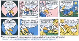 EASY TO WASH! LA LA LAAA I WASH IN A MILD SOAP! I RINSE WELL... .AND DRY IN A AERATED SPOT! EASY TO DRY CLEAN! OH I'M VERY DIRTY! WHAT CAN I DO? I'D LIKE TO HAVE A BATH WITH? AND I'M FINE AGAIN! *PLEA