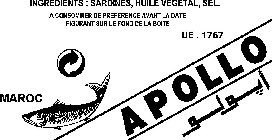 APOLLO MARCO INGREDIENTS : SARDINES, HUILE VEGETAL, SEL. A CONSOMMER DE PREFERENCE AVANT LA DATE UE . 1767