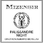 MIZENSIR PALISSANDRE NIGHT CREATION ALBERTO MORILLAS M CREATEUR DE PARFUM MIZENSIR MANUFACTURA GENEVE MCMXCIX