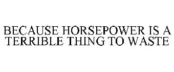 BECAUSE HORSEPOWER IS A TERRIBLE THING TO WASTE
